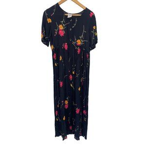 VINTAGE MIXIT 3/4 BUTTON BOHO FLORAL SIZE 6 SHORT SLEEVE RAYON